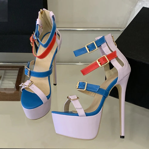 Eilyken Summer Fashion Open Toe Sandals Women Sexy Platform Super Stiletto Heels Buckle Strap Stripper Shoes Zapatos De Mujer
